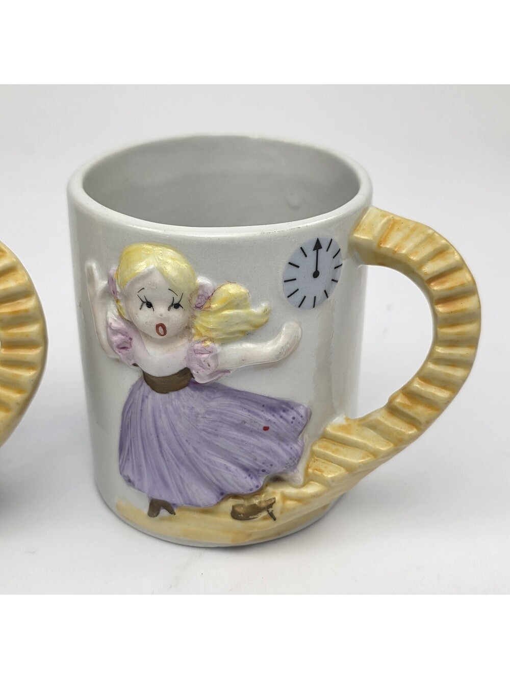 Cinderella Clock Fairytale Ceramic Mug J.S.N.Y. Taiwan 3D Effect